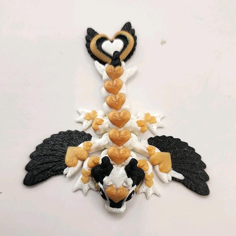 Tiny Winged Love Heart Dragon Keychain Accessory - Color: Pink/Red/Black