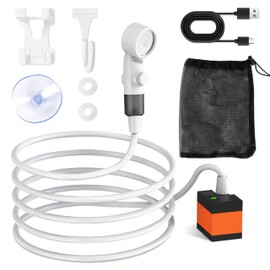 GQIRIL Portable Camping Shower Pump - 5000mAh Rechargeable Outdoor Shower Head with 3 Spray Modes, IPX7 Waterproof Digital Display USB Water Pumps for Camp Hiking Traveling Car Washing Pet Bath Beach