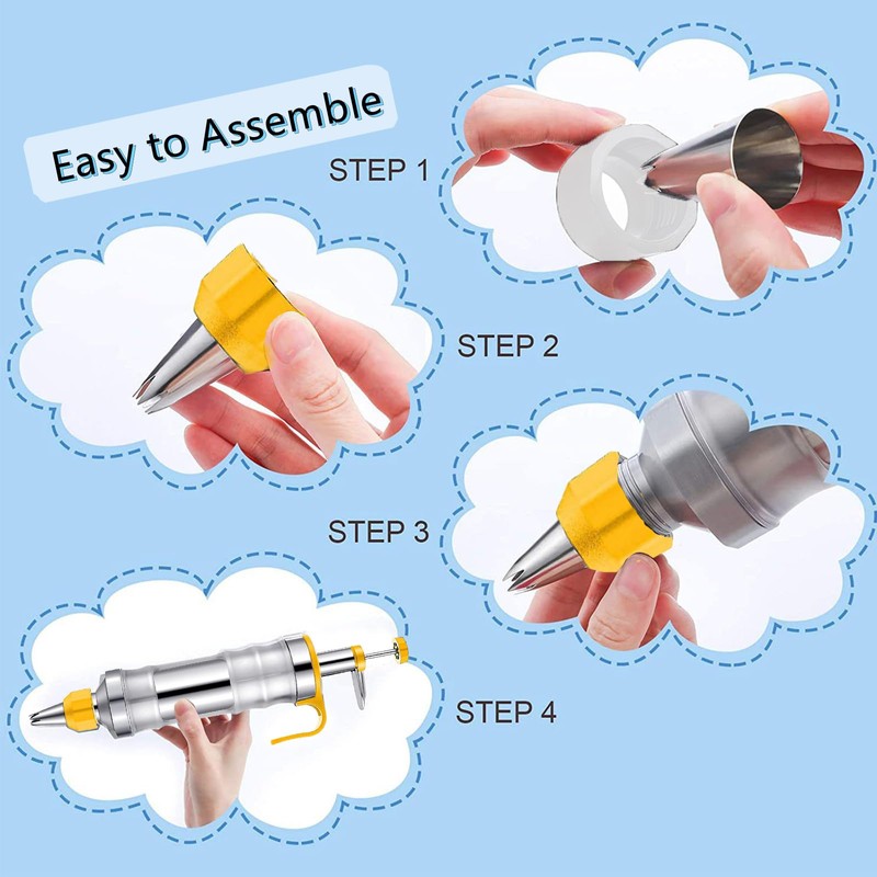 Dessert Decorating Syringe, Stainless Steel Dessert Syringe Kit Baking Tools,