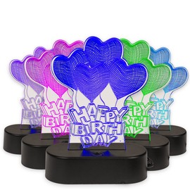 MIK funshopping 3D Light Night Light 3D Effect Lamp with Colour Changing 20 cm High (Happy Birthday)