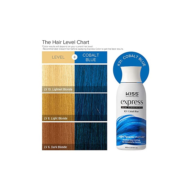 Kiss Express Color #K31 Semi-Permanent Cobalt Blue 3.5 Ounce (100ml)