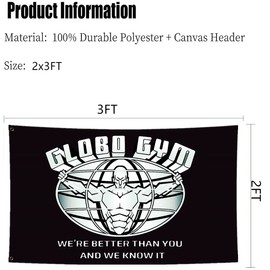 LEPCKIAT Globo Gym Dodgeball Flag 2x3FT,Vivid Color - Double Stitched Polyester,Fitness Workout Flags with 2 Brass Grommets (Black 2x3)