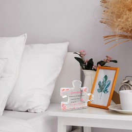 Best Grandma Birthday Gifts Christmas Mothers Day Retirement Thanksgiving Gifts for Grandma from Granddaughter Grandson Grandchildren Nana Present Keepsake Decor Engraved Puzzle Acrylic Block