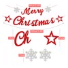 Elicola Red Glitter Merry Christmas Banner Christmas Banner with Snowflakes