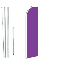 Purple Solid Color Swooper Flag With Complete Hybrid Pole set