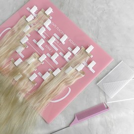 Lanshii Acrylic Hair Extension Organizer Hair Extension Placement Board with 25 Clips Hair Separate Plate for Tape in Extensions with Head Chart Tail Hair Comb