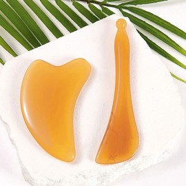 Face V-Line Self Home Care Gua Sha Tool 2-Piece Set / Contouring Face Massage for Jawline, Scalp, Double Chin Acupressure Device 2-Piece Set 5ea