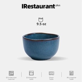 Organic Blue Irregular Stoneware Ceramic Cereal Bowls Dip Bowls Ice Bowls Yogurt Bowls 5.5in/9pz Dinnerware Setsogurtcolor: Blue 24pc 9.5oz