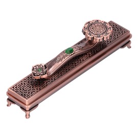 Metal Incense Holder Ruyi Antique Incense Stick Burner for Home Office Yoga Decoration OrnamentsPurple Bronze