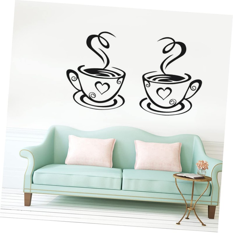 KONTONTY Sticker Wall Decals 5 Pack Cup Stickers 31x19cm Black