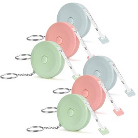 6 Pcs Tailors Tape Teasure Body Tape Measure Keyring, 2m Retractable Measuring Tape for Body Measurements, Soft Fabric Tape Measure Sewing Cloth Tailor Tape Measure Soft Measuring Tape