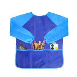 Children's Painting Apron 8-10 Years, 3 Pockets, Children's Apron with Long Sleeves, Painting Gown, Craft Apron, Waterproof for Girls, Boys, for Painting, Crafts,