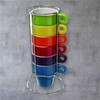 Quailitas Stackable Set of 6 Colourful Ceramic Espresso Mugs
