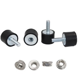 BOPOREAE 4 Pcs M6 20 x 15 mm Rubber Isolator Mounts Single Stud Shock Absorber with 4 Pcs Locknuts, Cylindrical Anti Vibration Isolation Damping Mounts for Compressors Pumps Generators Motor Engines