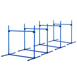PawHut 4 Piece Dog Agility Starter Kit with Adjustable Height Jump Bars, Included Carry Bag, & Displacing Top Bar, Blue