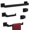 5-Pieces Matte Black Bathroom Hardware Accessories Set, Heavy Duty Bath
