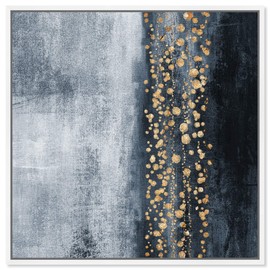 The Oliver Gal Artist Co. Abstract Framed Wall Art Canvas Prints 'Down The River' Paint Home Décor, 12 in x 12 in, Blue, Blue