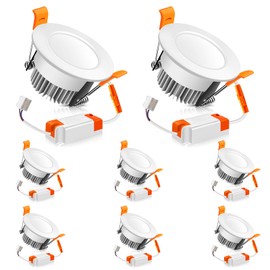 2 Inch LED Recessed Lighting Dimmable Downlight, 3W(35W Halogen Equivalent), 6500K Daylight White, CRI80, LED Ceiling Light with LED Driver (8 Pack)