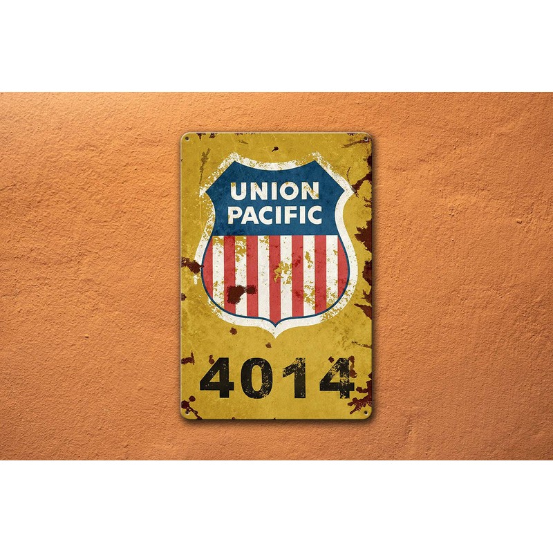BAYABU Union Pacific Railway Logo Train Railroad Rustic Retro Wall