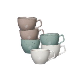 Ritzenhoff & Breker Casa Espressotassen 6-teilig, 80 ml, Mokkatassen im Vintage-Look, Mix & Match-Geschirr, Spülmaschinenfest & Mikrowellengeeignet, Porzellan, Mixed