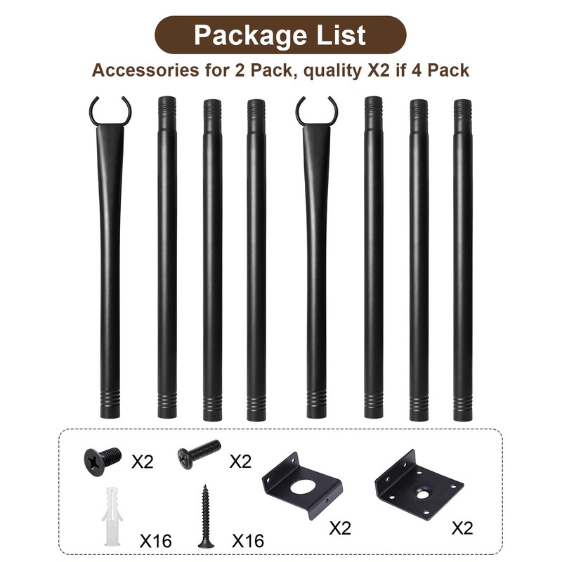2 Pack String Light Poles for Deck, 5Ft Heavy-Duty Metal
