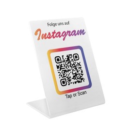 Instagram NFC & QR Stand / Display / Sign for Google Restaurant, Shop, Law Firm, (V2 White) (Instagram V3)