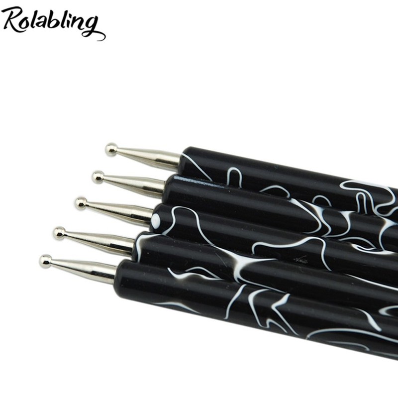 Rolabling 5 Pcs/Set Double-ended Nail Art Dotting Pens Nail Art
