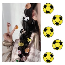 5 Pcs Football Shape Hair Claws Mini Barrettes Non-Slip Hair Side Clips 1" for Cheerleading Women Girls, Yellow