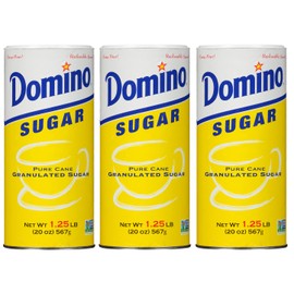 Domino White Granulated Pure Cane Sugar, 20 Oz Canister (Pack of 3)
