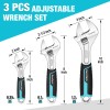 DURATECH 3-piece Adjustable Wrench Set 6-Inch& 8-Inch& 10-Inch Wrenches for