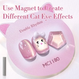 Double Rhythm 0.5 Oz Cat Eye Gel Polish with Magnet Same Color Same Bottle Holographic Glitter Shimmer Translucent Color Salon Soak Off Magnetic Nail at Home (Glass Plum-MC1180)
