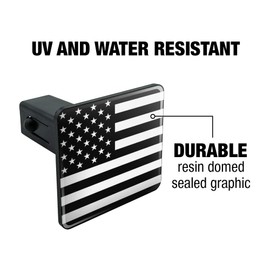 Graphics and More Subdued American USA Flag Black White Military Tactical Tow Trailer Hitch Cover Plug Insert 1 1/4 inch (1.25")