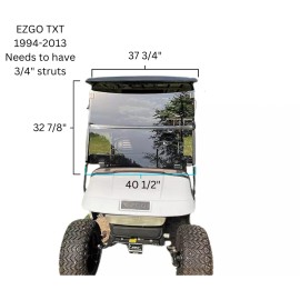 Huskey Tinted EZGO Golf Cart Windshield for TXT 1994-2013, 3/16" Thick W/ Bottom Gasket