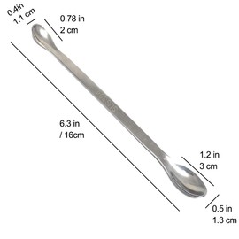 パウダースプーンキット - 6.3インチ ステンレススチール スナッフスプーン 両面ティースプーン メディシンスクープ ミニラボシャベルカプセルフィラー ワックスツール ドライスパイス 液体コーヒー ティー ソースピル用 4個