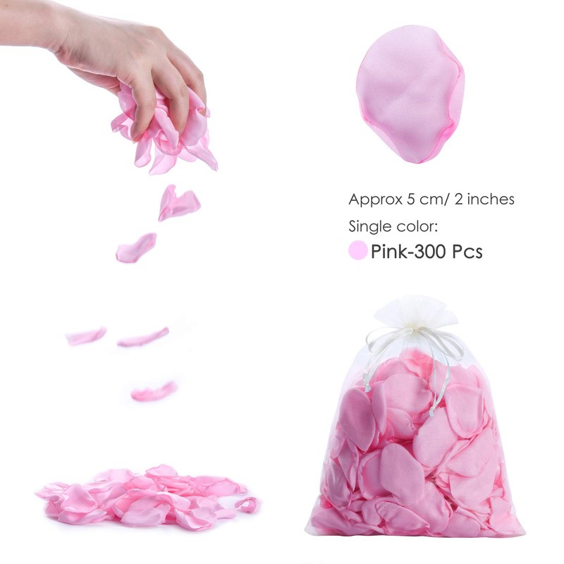 NEATICOO Silk Rose Petals 300pcs Pink Flower Petals Flower Girl