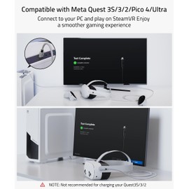 Syntech Link Cable 10 FT Compatible with Oculus/Meta Quest 3/Meta Quest 3S, Quest2/Pro/Pico 4/Ultra Accessories and PC/SteamVR, High Speed PC Data Transfer, USB 3.0 to USB C Cable for VR Headset