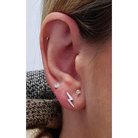 ENTREPLATA 925 Sterling Silver Large Flash Rayo Sterling Silver Earrings, Sterling Silver, Silver