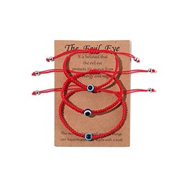 Caiyao 2-3Pcs Matching Evil Eye different Size Adjustable Braided Lucky Red String Bracelets for Family Set Mommy and Me set Kabbalah Protection Lucky Bracelet