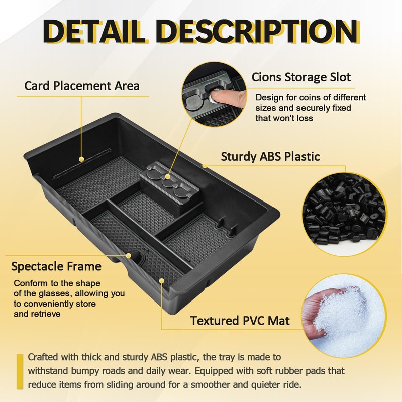 Center Console Organizer Tray Compatible with 2014-2018 Chevy Silverado/GMC Sierra