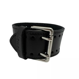 Nemesis Black ane Black stitch leather cuff watch band 10.5 inches x 1.5 inches