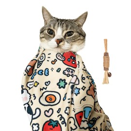 35.4" Cat Grooming Wrap,Self-Adherent Cat Wrap for Cutting Nails,Anti-Escape Cat Swaddle Wrap,Multifunctional Anti-Scratch Cat Restraint Wrap for Medicine,Nail Clipping,Ear Cleaning(Within 22lbs)
