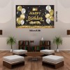 Happy Birthday Backdrop Banner Extra Large Black and Gold, Hanging