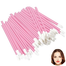 Pack of 100 Lip Brushes for Lipstick, Disposable Lip Brushes, Make Up Lipstick Brushes for Perfect Lip Makeup (Pink)