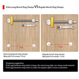 Pack of 2 Extra Long Table Workbench, Workbench Clamp for 20 mm Hole, DIY Positioning, Woodworking, Adjustable Desktop Clips, Fixing, Vice