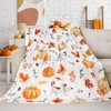Bestraily Fall Orange Pumpkin Throw Blanket Thanksgiving Harvest Lightweight Flannel