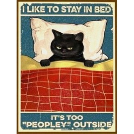 5D DIY Diamond Painting Kits for Adults,Don 't Want to get up Cat Diamond Painting Full Drill Round Art Gems Diamond Art Perfect for Home Wall Decor(12x16Inch)