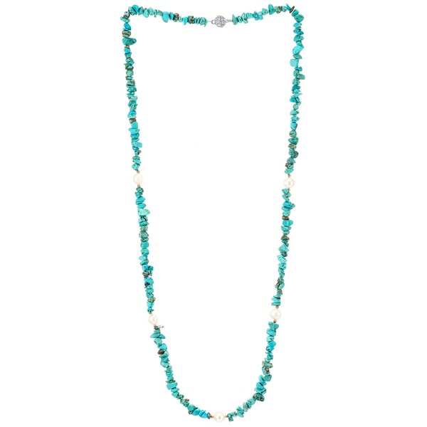 COOLSTEELANDBEYOND Coral and Pearl Beads Necklace, Boho Gemstone Strands Necklace,