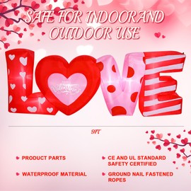 VIHOSE 9 ft Valentines Day Inflatable Outdoor Decorations Love Letters with LED Lights, Blow Up Valentine Romantic Decor for Wedding Propose Anniversary Outside Indoor Yard Party Supplies