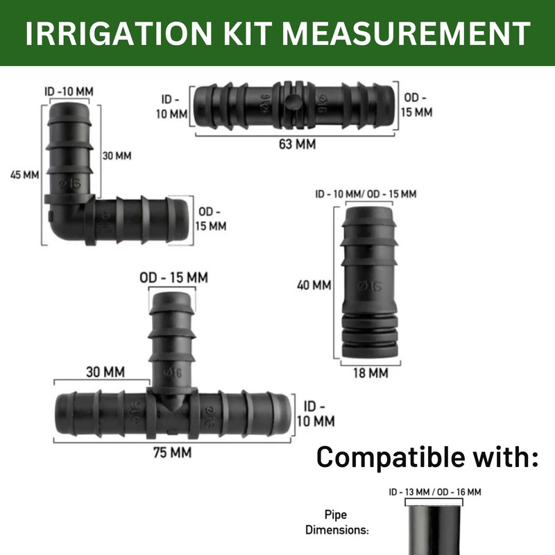 MYPURECORE 26-Pc Ultimate Garden Irrigation Kit: 13mm (1/2) Pipe Connectors,