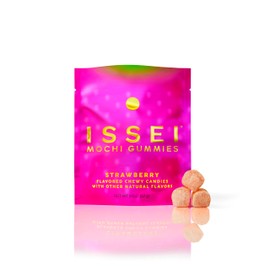 ISSEI Strawberry Mochi Gummies Chewy Candy | Pillowy Soft | Dye-Free with Colors from Natural Sources | Gelatin-Free | Plant-Based | Non-GMO | Award Winning Japanese Candy | 2 Oz